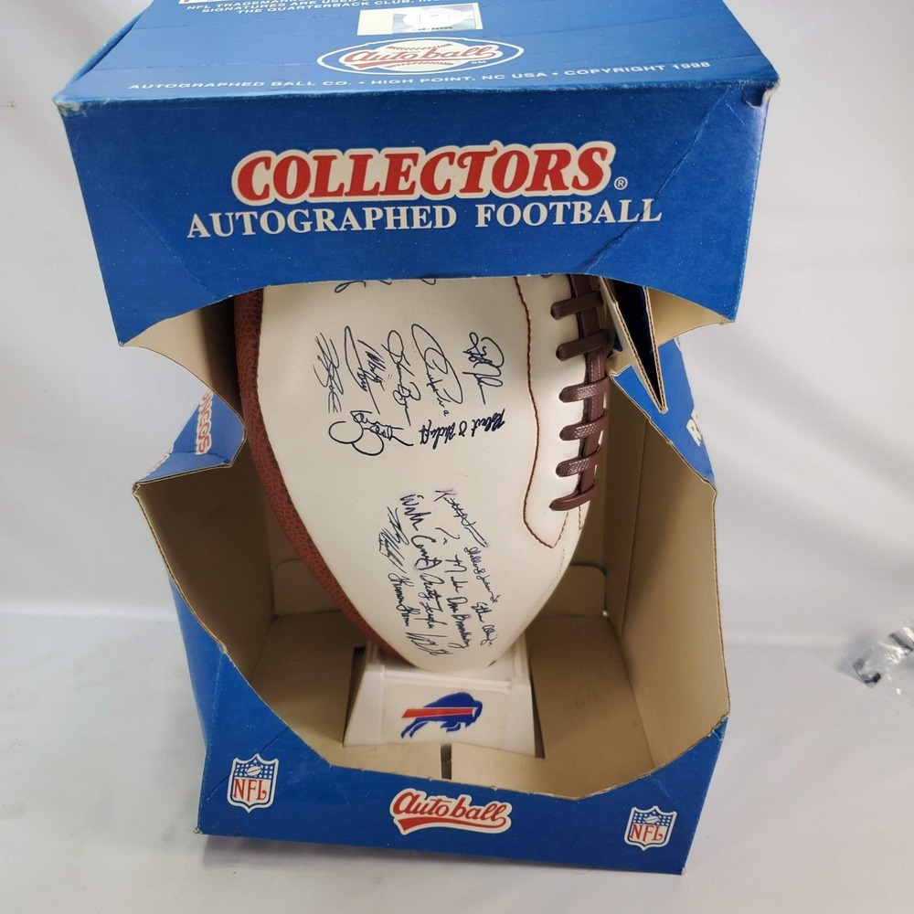 Autoball Autographed Football White 1998 Buffalo Bills Team Printed Signatures
